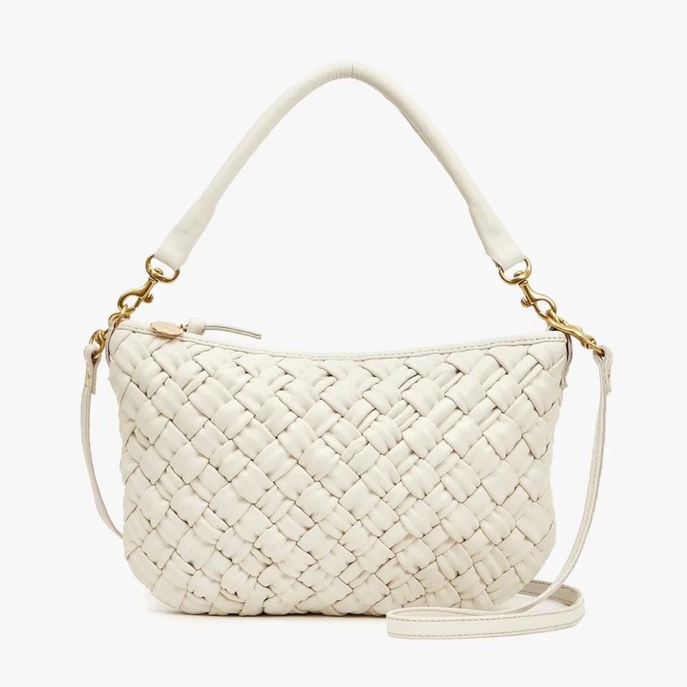 Clare V. Cream Puffy Woven Petit Moyen NWT